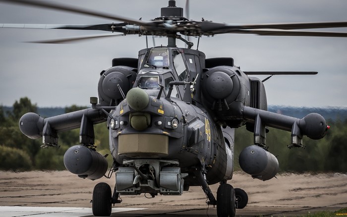 Mi-28 attack helicopter on tarmac