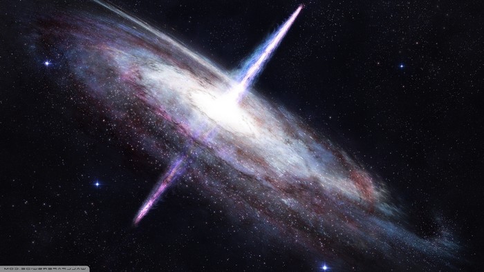 Galaxy with jets of light