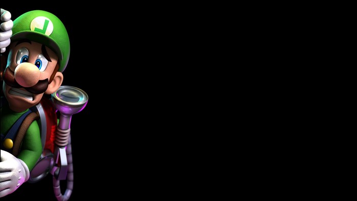Luigi from Luigi's Mansion holding a Poltergust