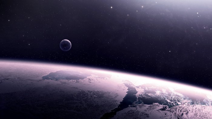Space art with planet and stars