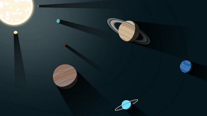 Solar system with planets and sun