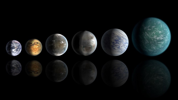 Digital art of exoplanets in varying sizes