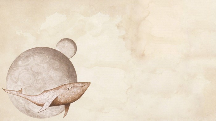 Whale and planets in space