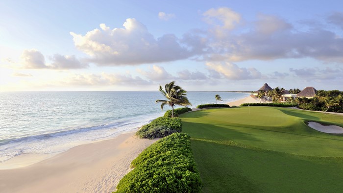 Sunny Golf Course by the Beach in Mexico