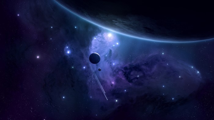 Space scene with planets and nebula