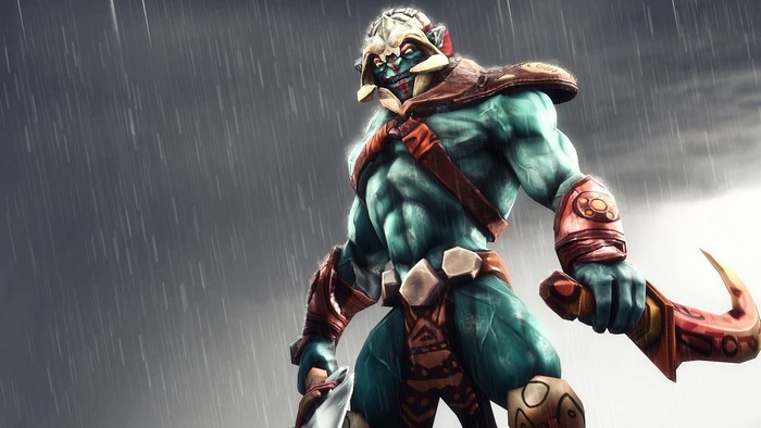Huskar from Dota 2 in the rain
