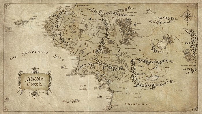Middle Earth Map from The Lord of the Rings