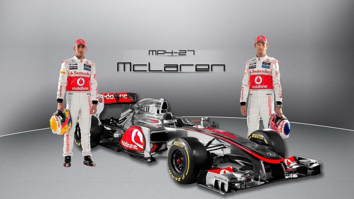 Lewis Hamilton and Jenson Button with McLaren MP4-27