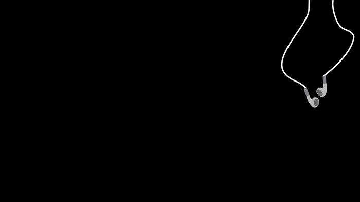 Headphones with musical notes on black background