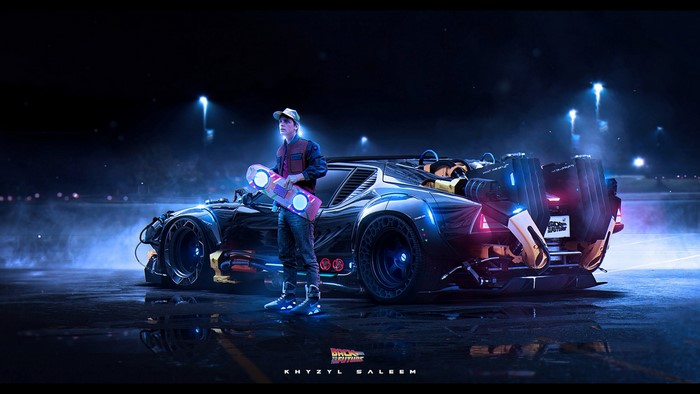 Back to the Future Digital Art with Futuristic Car