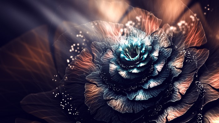 Ethereal Digital Fractal Flower Art