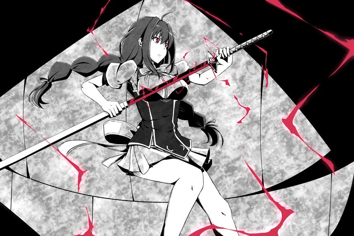 Touka Toudou from Rakudai Kishi no Cavalry with a sword