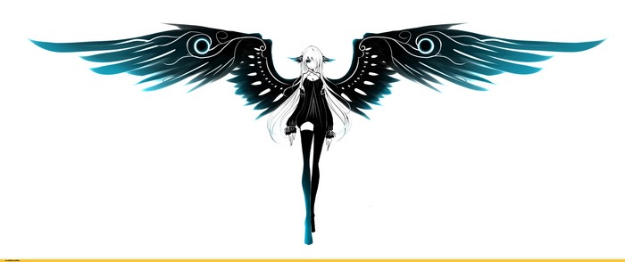 Anime girl with black dress and angel wings