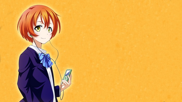 Rin Hoshizora from Love Live! with headphones and music player
