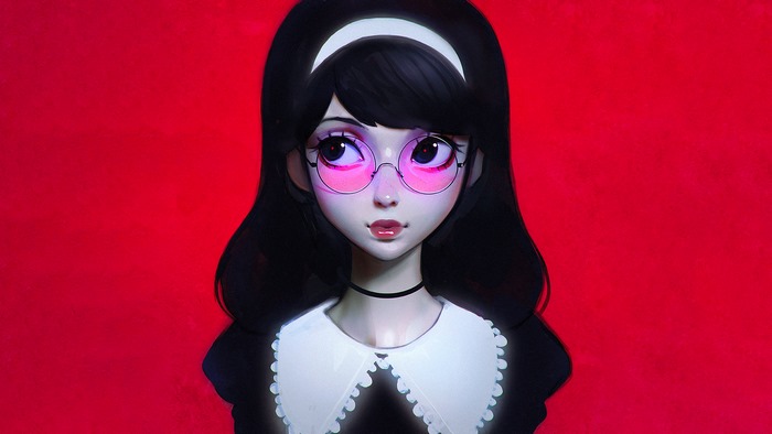 Girl with headband and glasses by Ilya Kuvshinov
