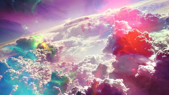 Fantasy art of colorful clouds and nebulae