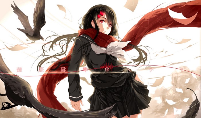 Ayano Tateyama from Kagerou Project with crows