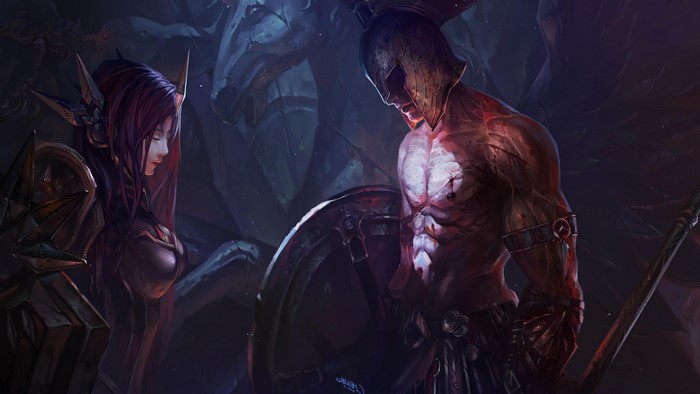 Pantheon and Leona from League of Legends
