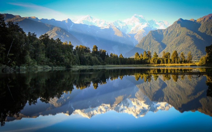 Serene River Reflections in New Zealand Mountains