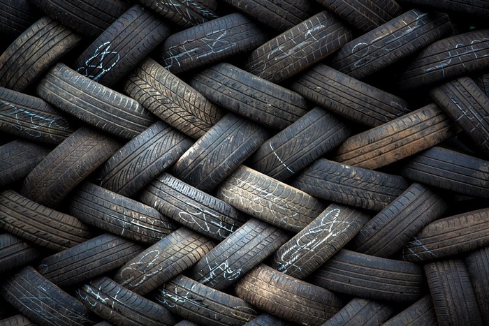 Pile of used car tires