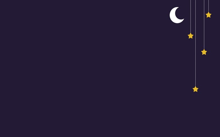 Minimalist night sky with moon and stars