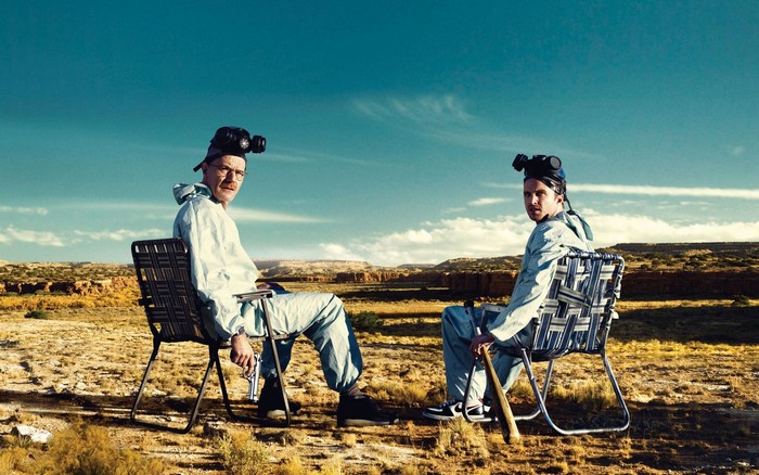 Walter White and Jesse Pinkman from Breaking Bad in desert