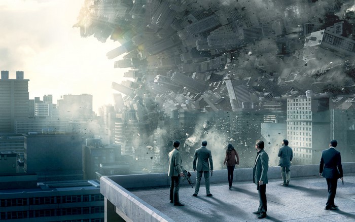 Inception movie poster with people on rooftop