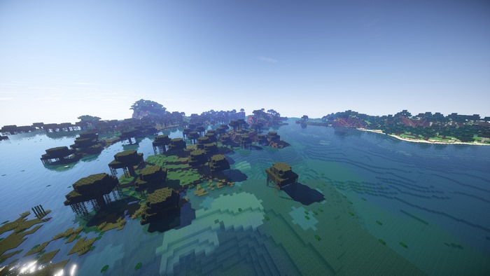 Minecraft swamp biome with trees and water
