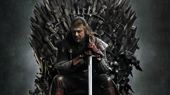 Ned Stark from Game of Thrones on the Iron Throne