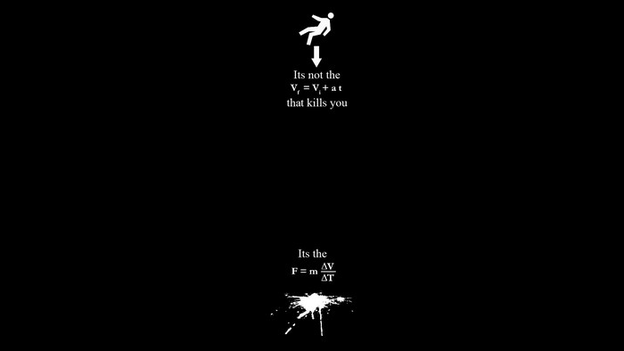 Physics equations about falling and impact