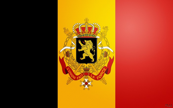 Belgium flag with coat of arms