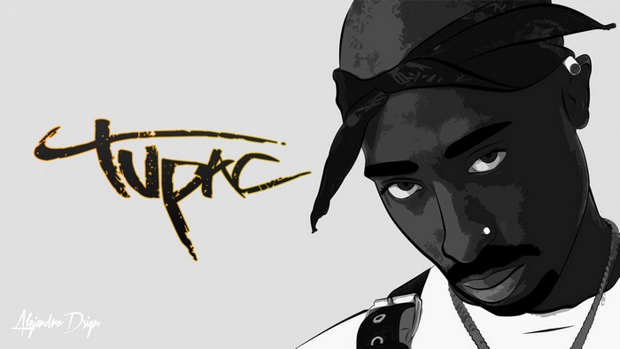 Tupac Shakur portrait with signature