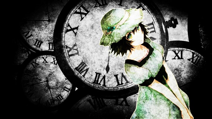 Shiina Mayuri from Steins;Gate with Clocks