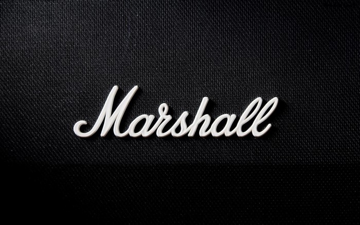 Marshall logo on black textured background
