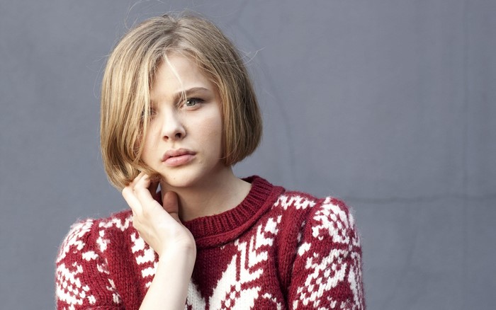 Chloe Grace Moretz wearing a patterned sweater