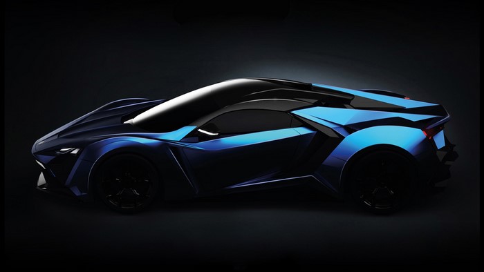 Blue Lykan Hypersport car side view