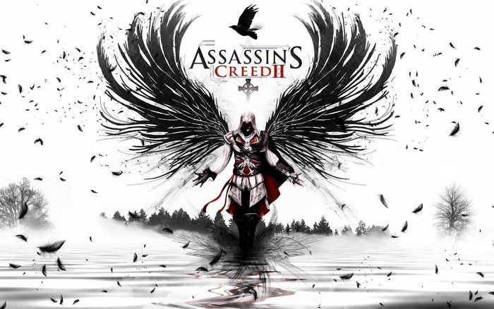Ezio Auditore da Firenze from Assassin's Creed II with black wings
