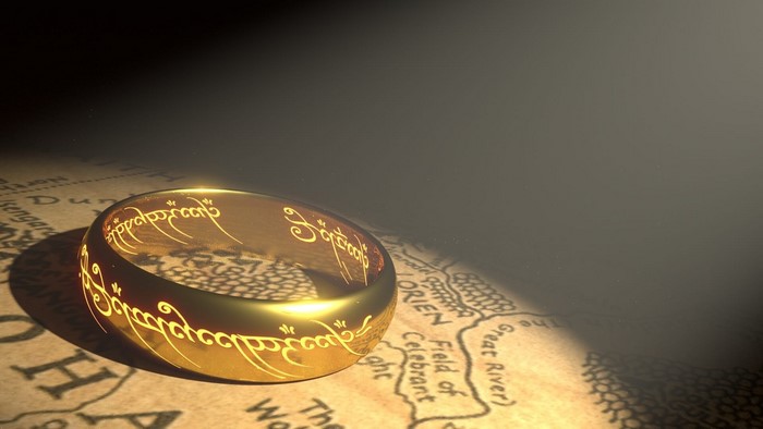 The One Ring from The Lord of the Rings on a map