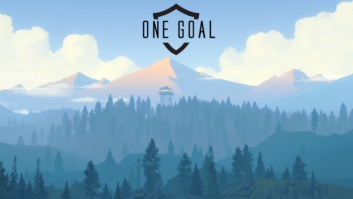 One Goal logo over misty mountains and forest