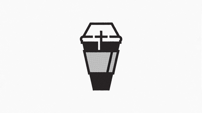 Minimalist coffin with cross icon