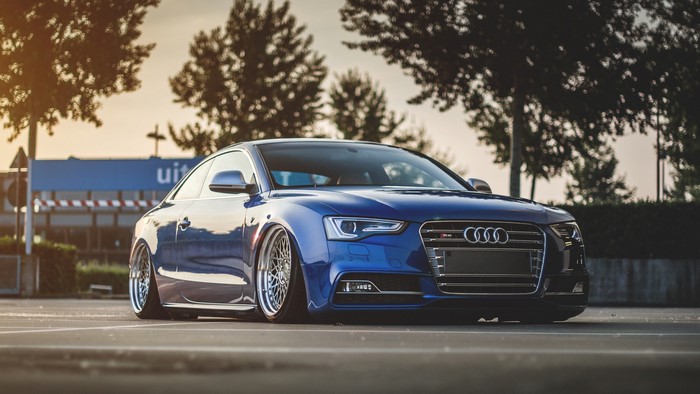 Blue Audi S5 Coupe with Stance Nation Wheels