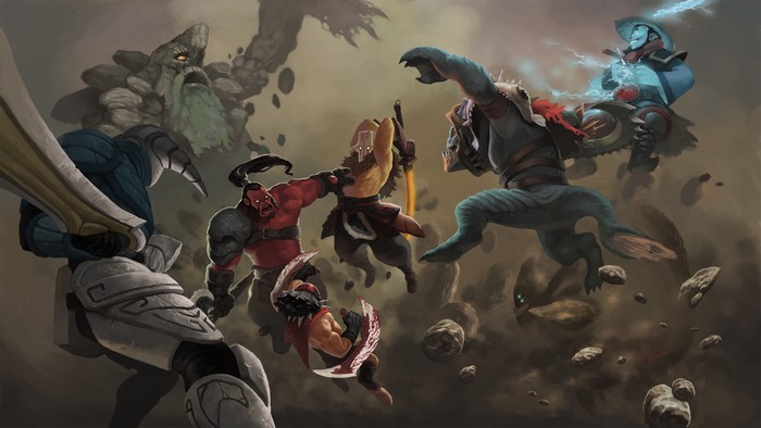 Dota 2 characters in battle