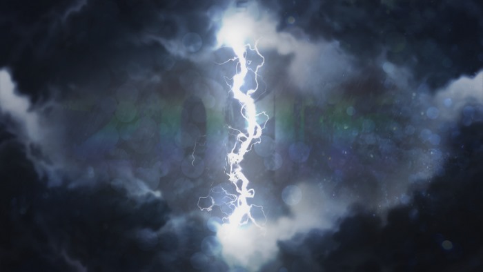 Lightning strike in a stormy sky