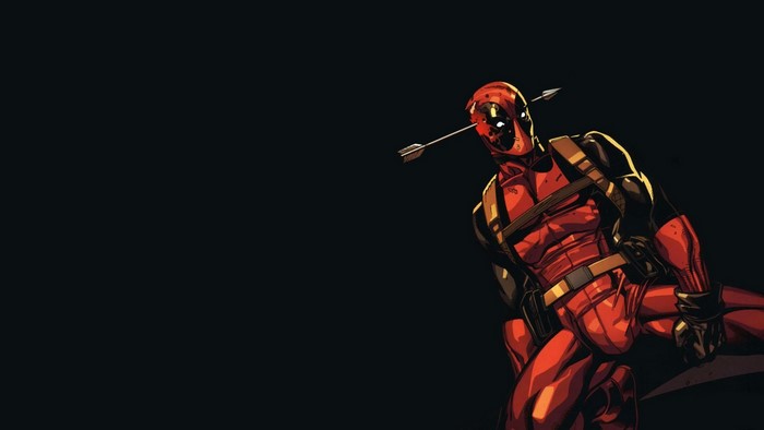 Deadpool with an arrow through his head