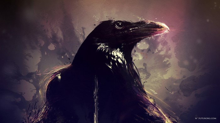 Artwork of a black raven