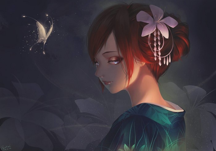 Fantasy art of a girl with a butterfly
