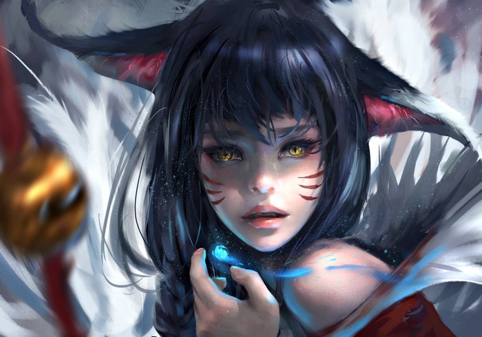 Ahri from League of Legends by WLOP