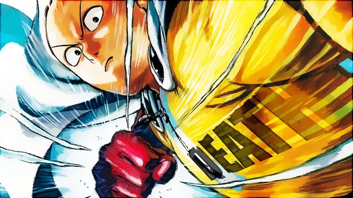 Saitama from One Punch Man punching
