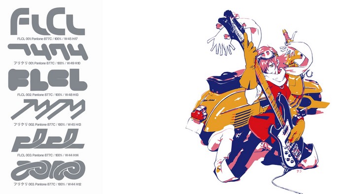FLCL Logos and Haruko Haruhara with Vespa