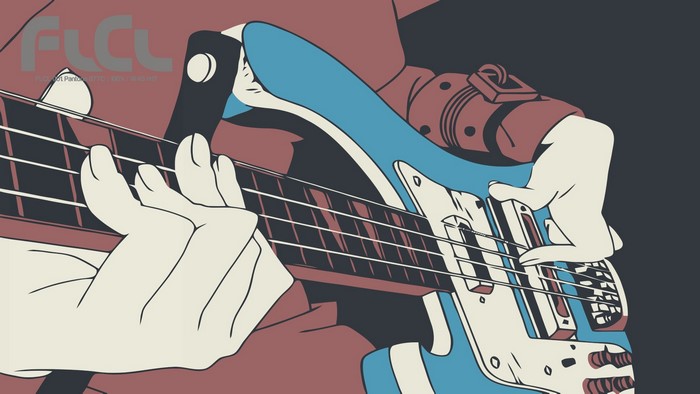 Haruko Haruhara from FLCL playing a bass guitar